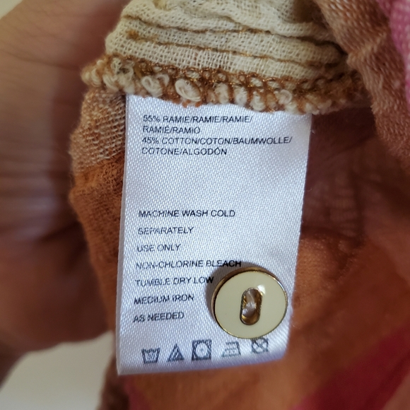 Sold Isabella Sinclair pink orange square check picnic trapeze top - Picture 4 of 8